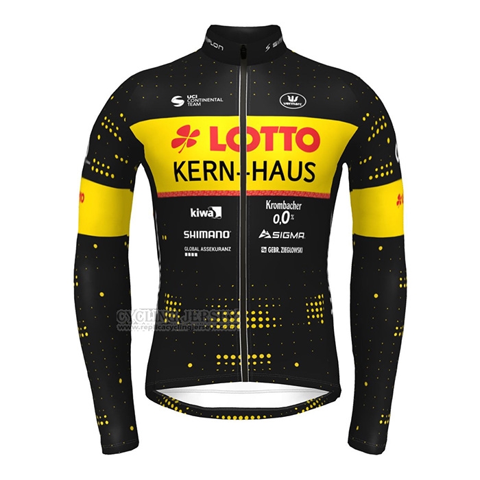 2022 Cycling Jersey Lotto-kern Haus Black Yellow Long Sleeve and Bib Short